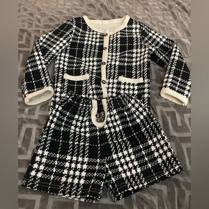 Adorable, Black and White Plaid Knit Set